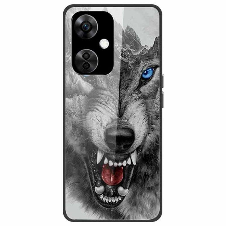 For OnePlus Nord CE3 5G Pattern Case TPU Tempered Glass Shockproof Phone Cover - Mountain Wolf