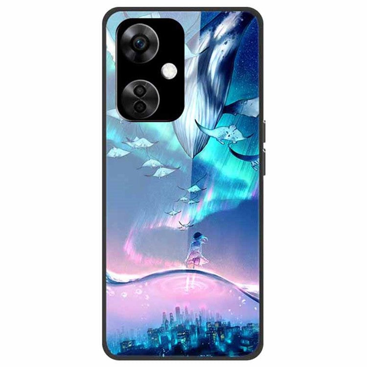 For OnePlus Nord CE3 5G Pattern Case TPU Tempered Glass Shockproof Phone Cover - Shark Girl