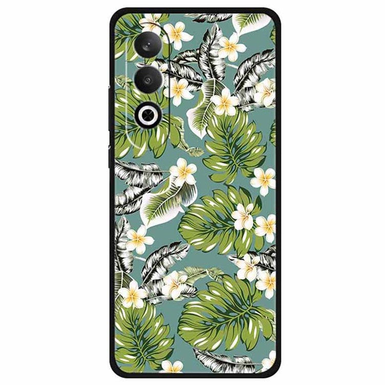 For OnePlus Nord CE4 5G / Oppo K12 Case Pattern Printing Soft TPU Cell Phone Cover - Plantain Leaf+Gold Flower