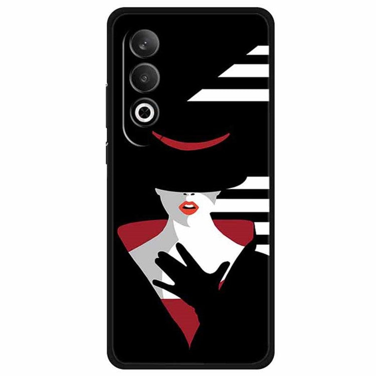 For OnePlus Nord CE4 5G / Oppo K12 Case Pattern Printing Soft TPU Cell Phone Cover - Lady in Black Hat