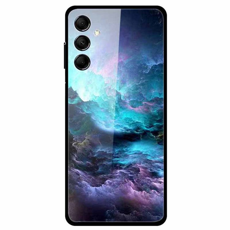 For Samsung Galaxy M14 5G Cell Phone Case Pattern Print Tempered Glass+TPU Cover - Cloud