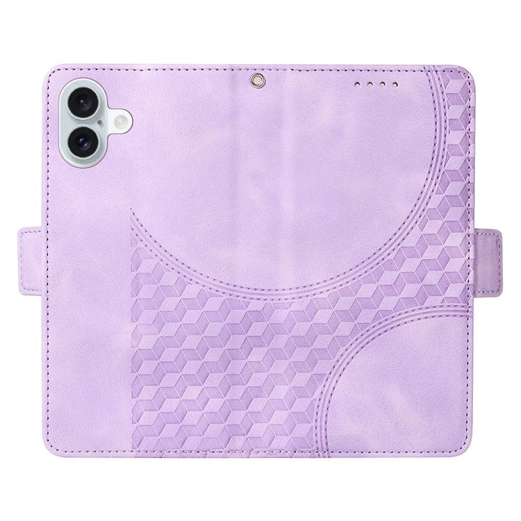 For iPhone 16 Plus Case Rhombus Starry PU Leather Protective Phone Cover -  Purple