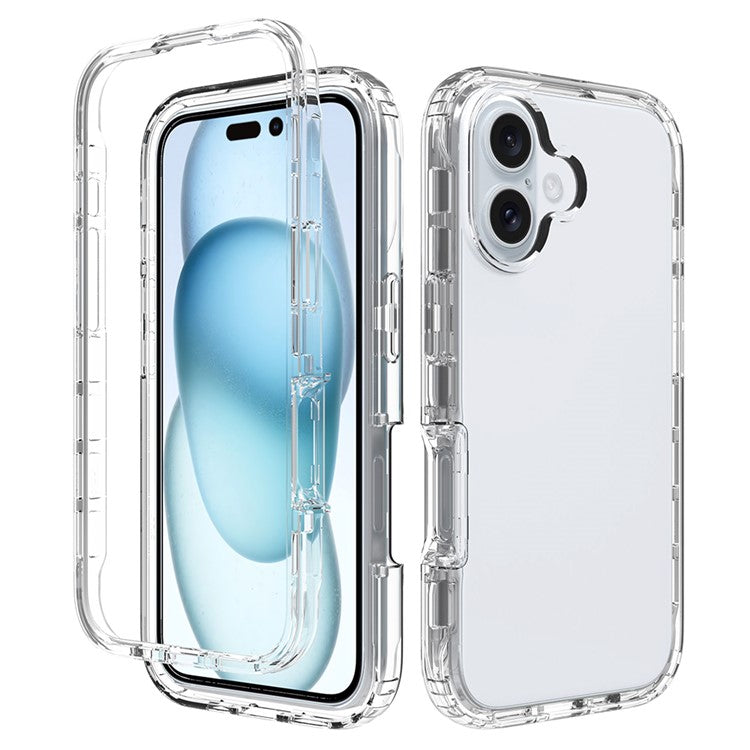 For iPhone 16 Case TPU+PC 2-in-1 Drop-Proof Clear Phone Cover