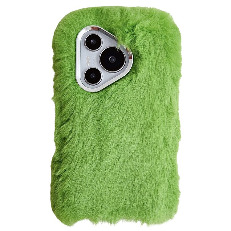 For Huawei Pura 70 Cell Phone Cases Silver Camera Frame Fluffy TPU Cover - Green