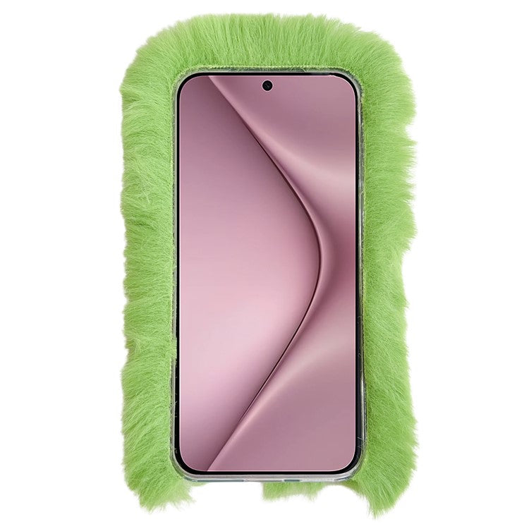 For Huawei Pura 70 Cell Phone Cases Silver Camera Frame Fluffy TPU Cover - Green