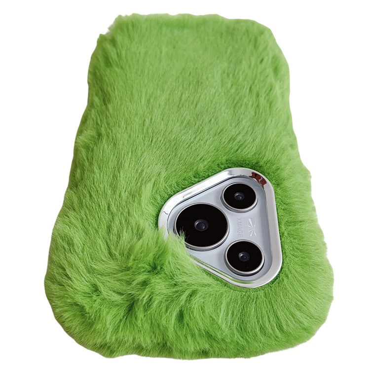 For Huawei Pura 70 Cell Phone Cases Silver Camera Frame Fluffy TPU Cover - Green
