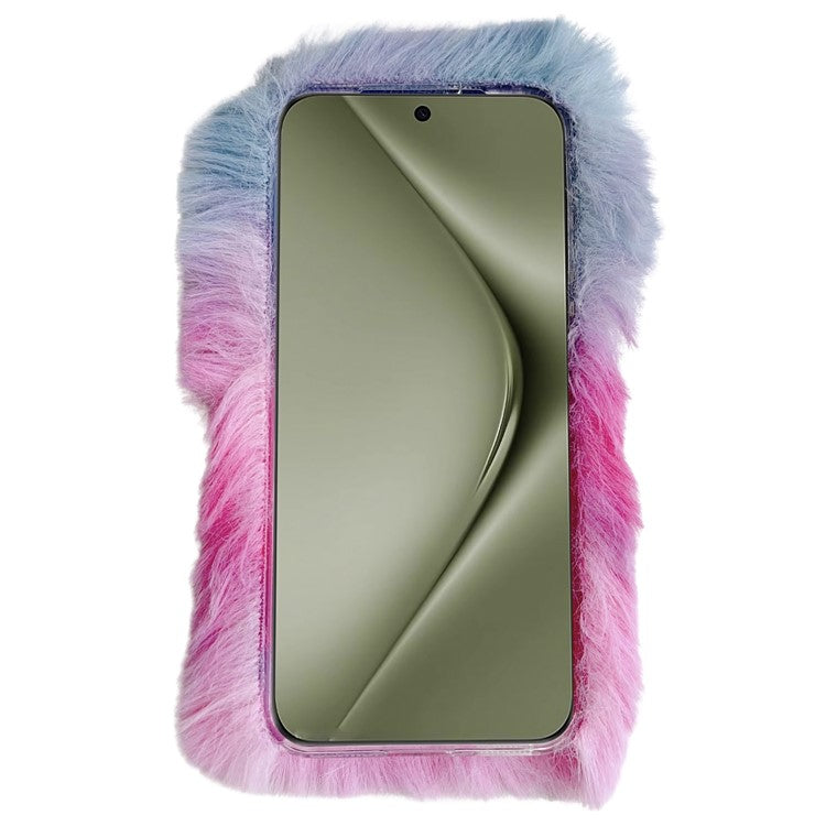 For Huawei Pura 70 Ultra Cell Phone Cases Silver Camera Frame Fluffy TPU Cover - Blue+Pink