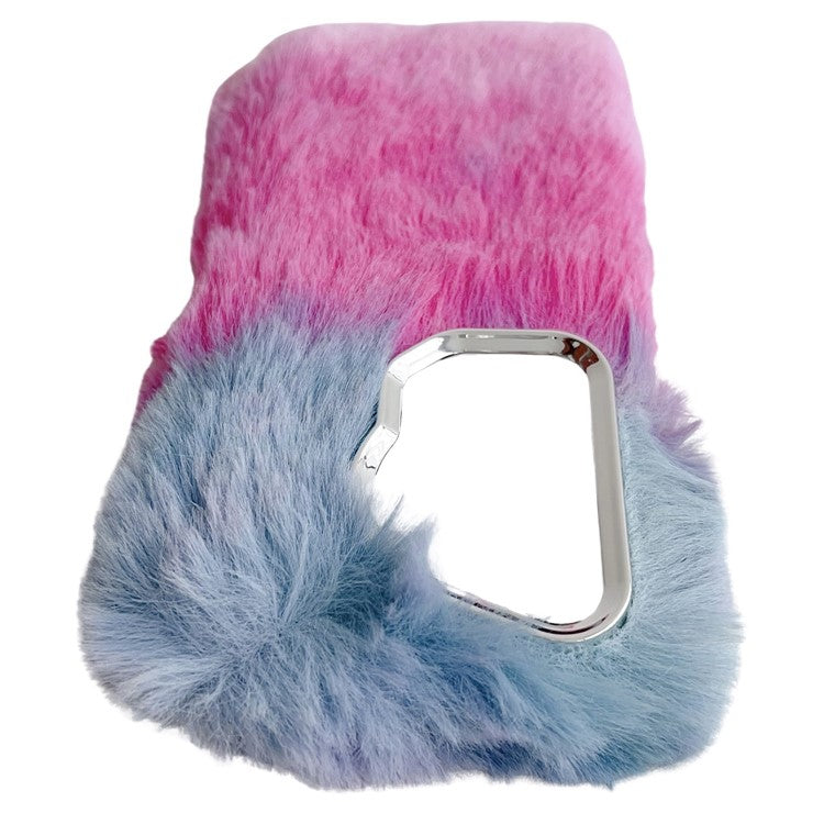 For Huawei Pura 70 Ultra Cell Phone Cases Silver Camera Frame Fluffy TPU Cover - Blue+Pink