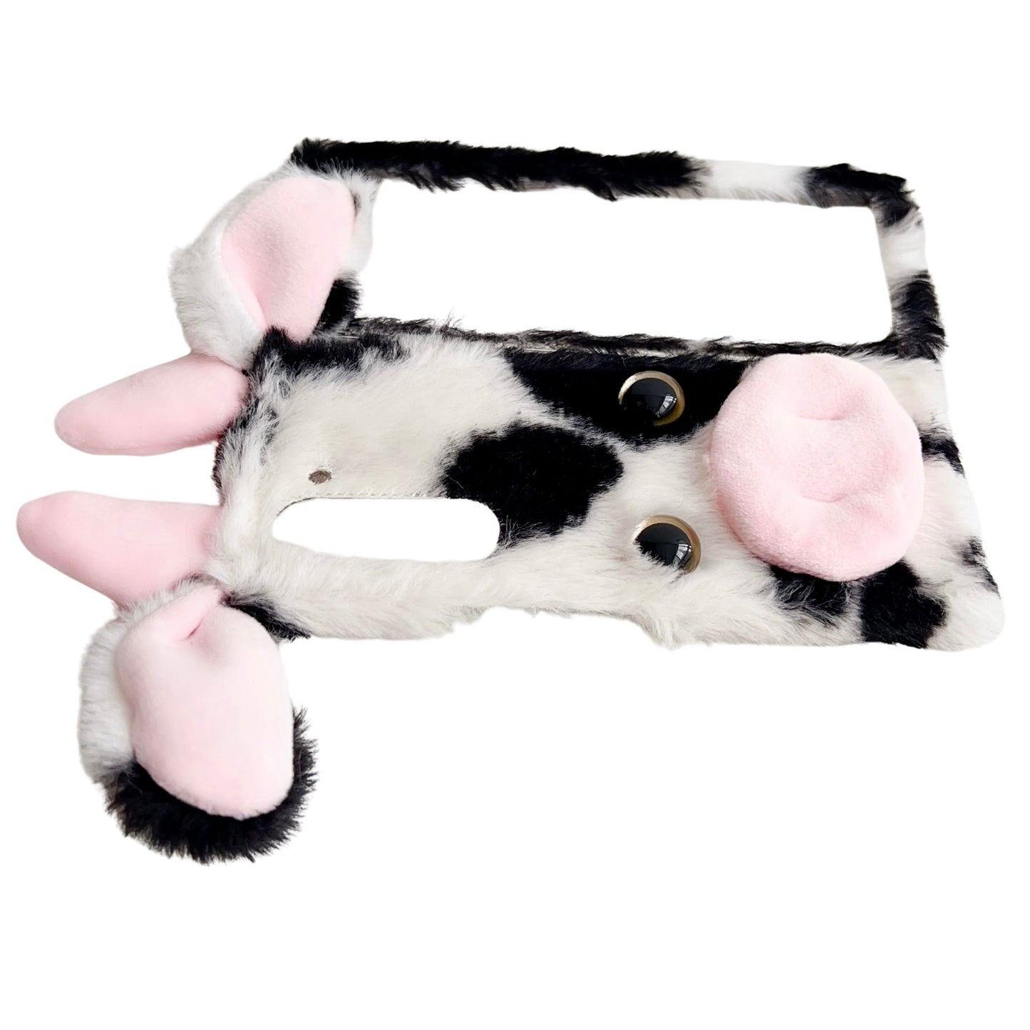 Folding Phone Case for Samsung Galaxy Z Fold6 5G Fluffy Cows Ear Acrylic Cover - Rose