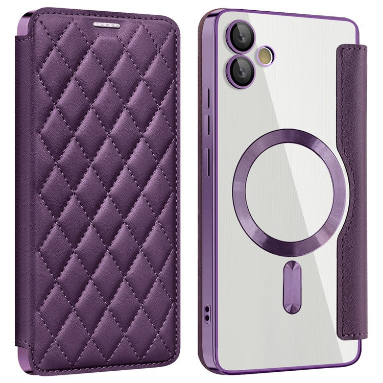 For Samsung Galaxy A05 4G Magnetic Case RFID Blocking Card Holder PU Leather Phone Cover - Purple