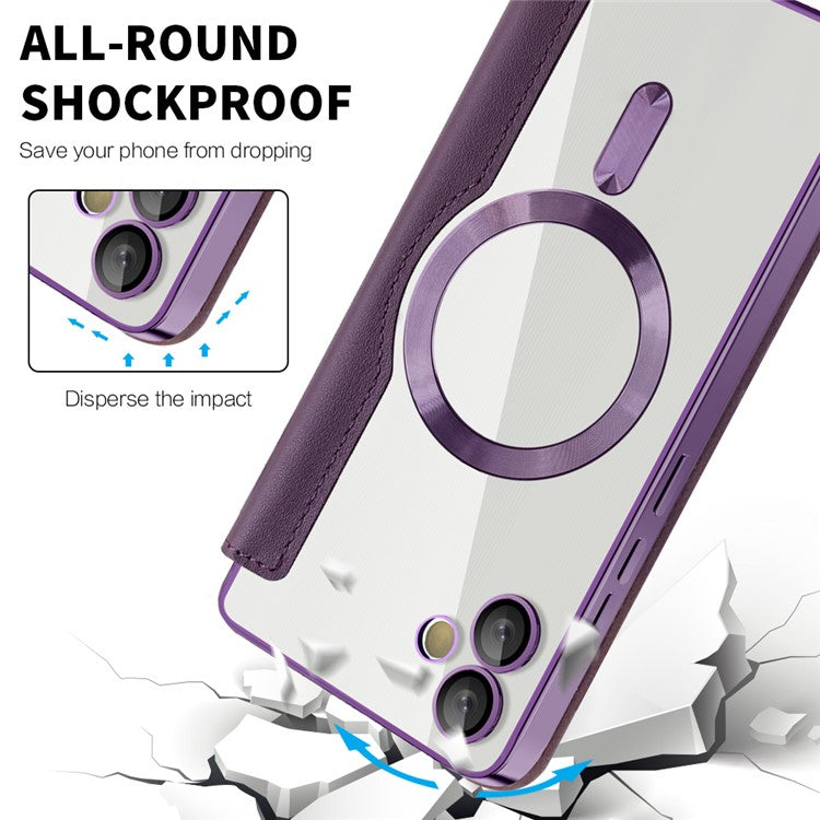 For Samsung Galaxy A05 4G Magnetic Case RFID Blocking Card Holder PU Leather Phone Cover - Purple