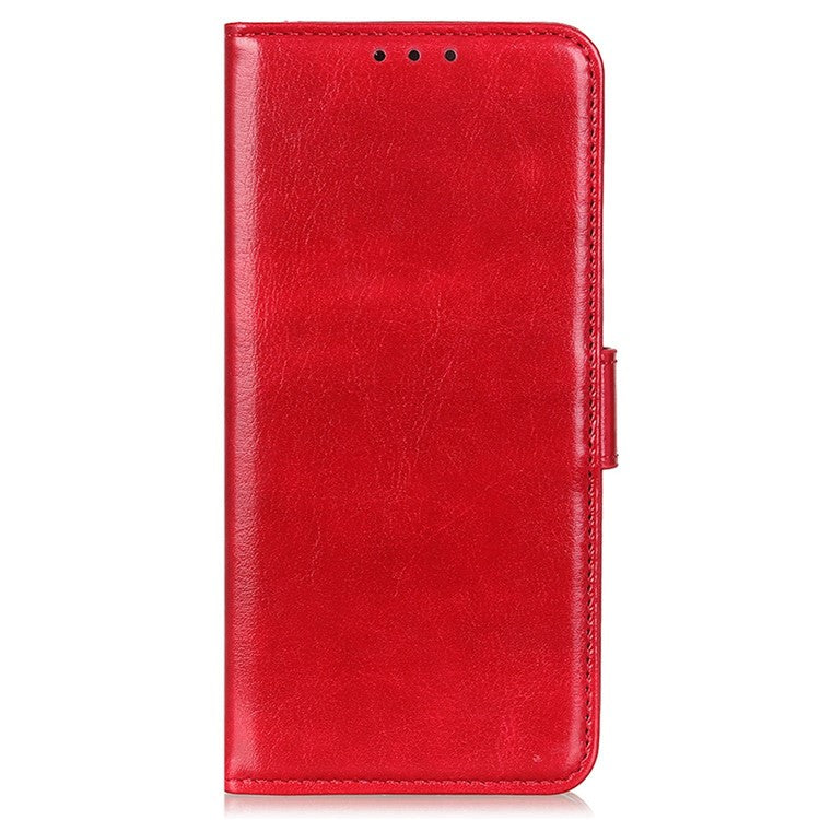 For Samsung Galaxy A04 4G (164.4 x 76.3 x 9.1 mm) Full Protection Flip Phone Case Crazy Horse Texture Wallet Stand PU Leather Phone Shell - Red