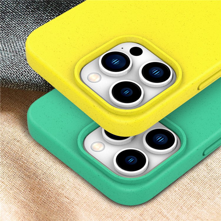 For iPhone 16 Pro Case Wheat Straw TPU Biodegradable Plant Phone Cover - Dark Blue