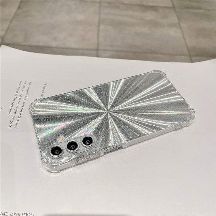 For Samsung Galaxy A54 5G Case Corners Airbag Anti-Fall TPU Phone Cover with Card Paper - Aurora Silver