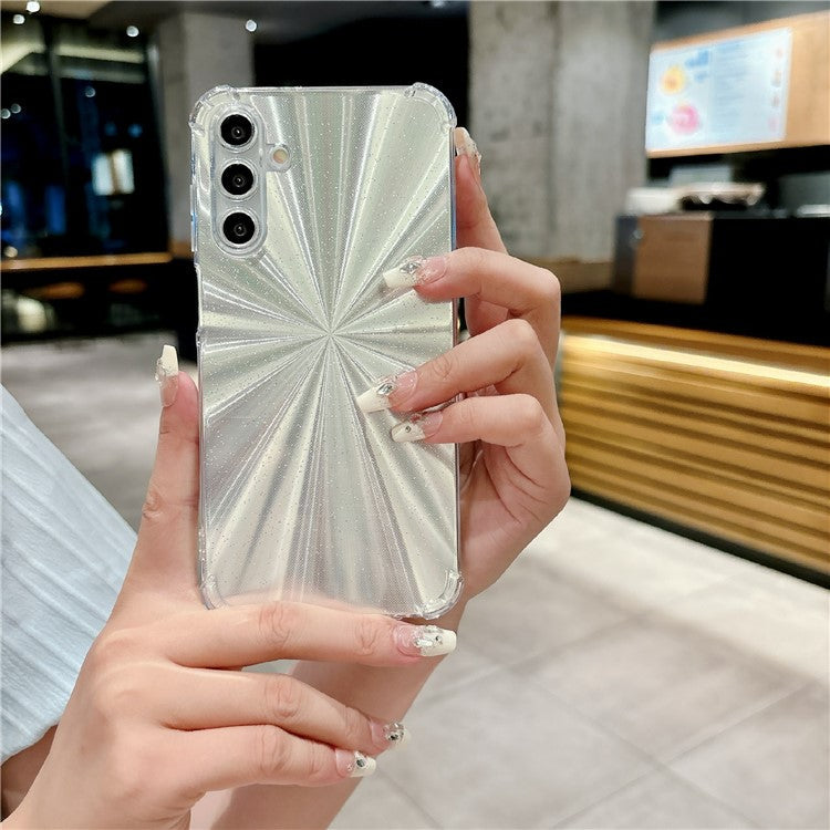 For Samsung Galaxy A54 5G Case Corners Airbag Anti-Fall TPU Phone Cover with Card Paper - Aurora Silver