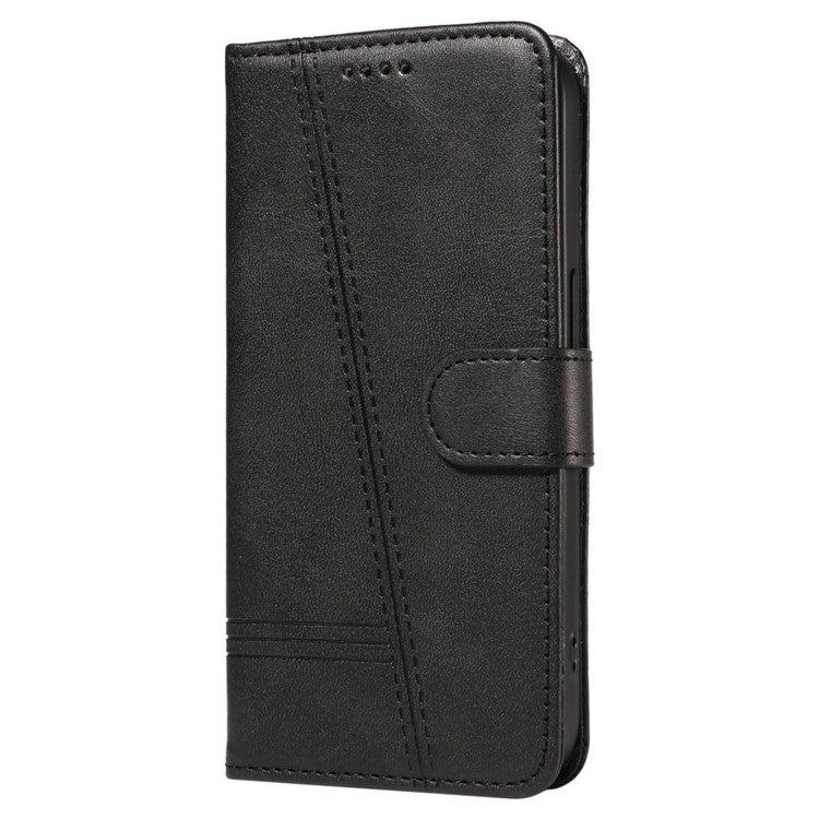 For Samsung Galaxy S23+ Case T-Shaped Lines PU Leather Wallet Phone Cover - Black