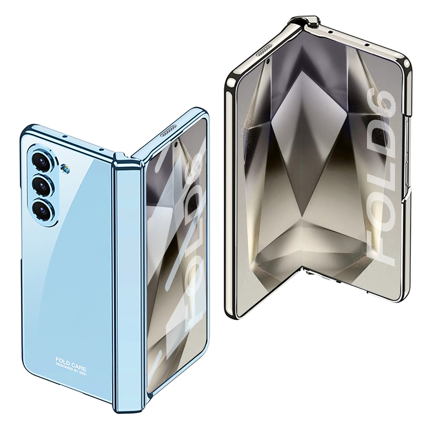 GKK For Samsung Galaxy Z Fold6 5G Case Electroplated Magnetic Hinge PC Phone Cover with Screen Film - Blue
