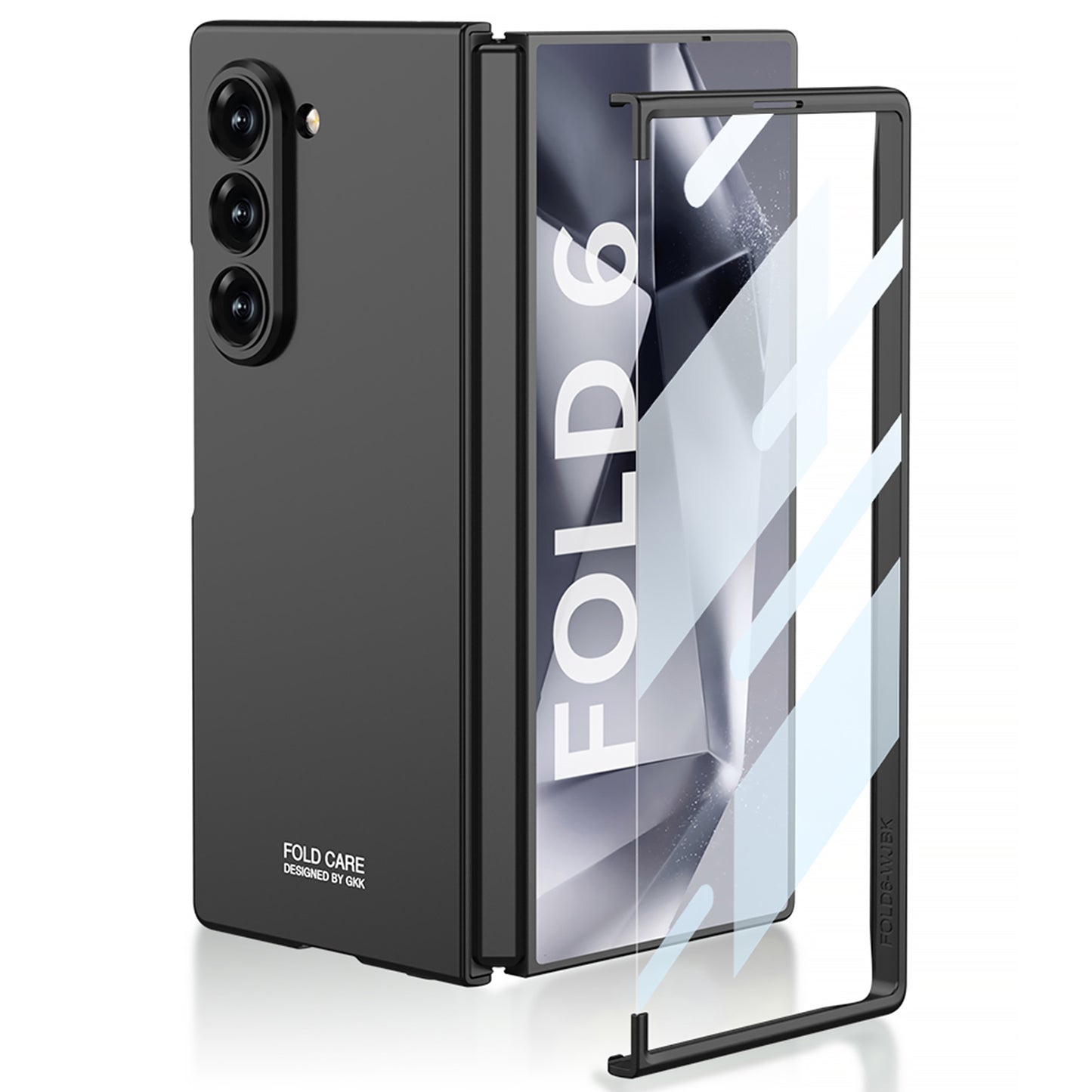 GKK For Samsung Galaxy Z Fold6 5G Case Super Slim PC Phone Cover with Screen Protector - Black