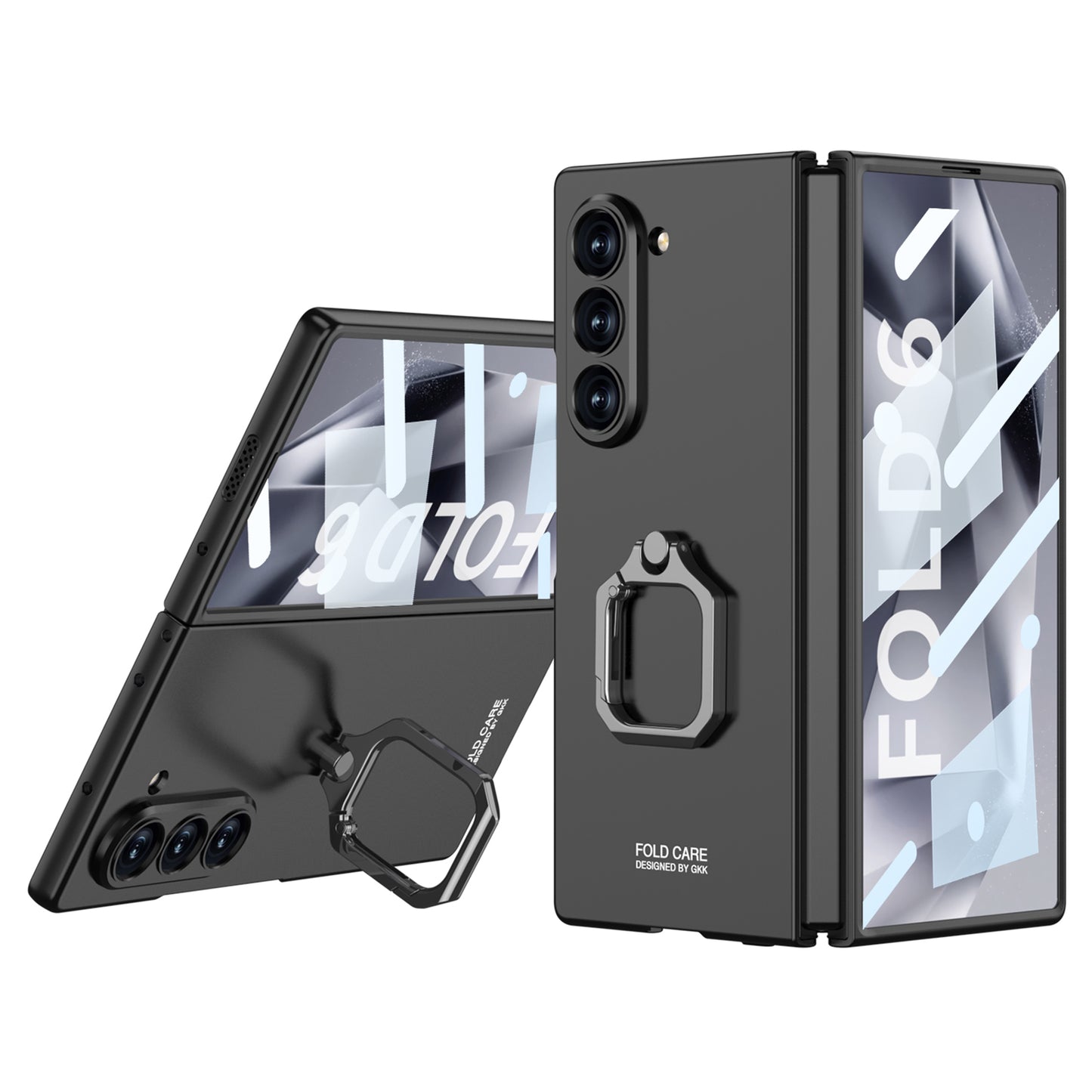 GKK For Samsung Galaxy Z Fold6 5G Case Kickstand Slim PC Phone Cover with Screen Protector - Black