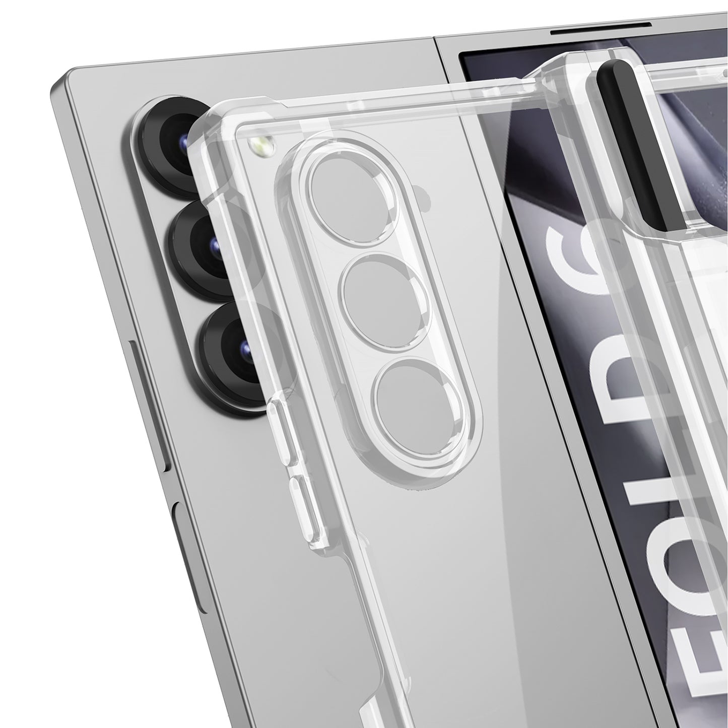 GKK For Samsung Galaxy Z Fold6 5G Case Drop-Proof Airbag Hinge PC Phone Case with Pen Slot - Transparent Black