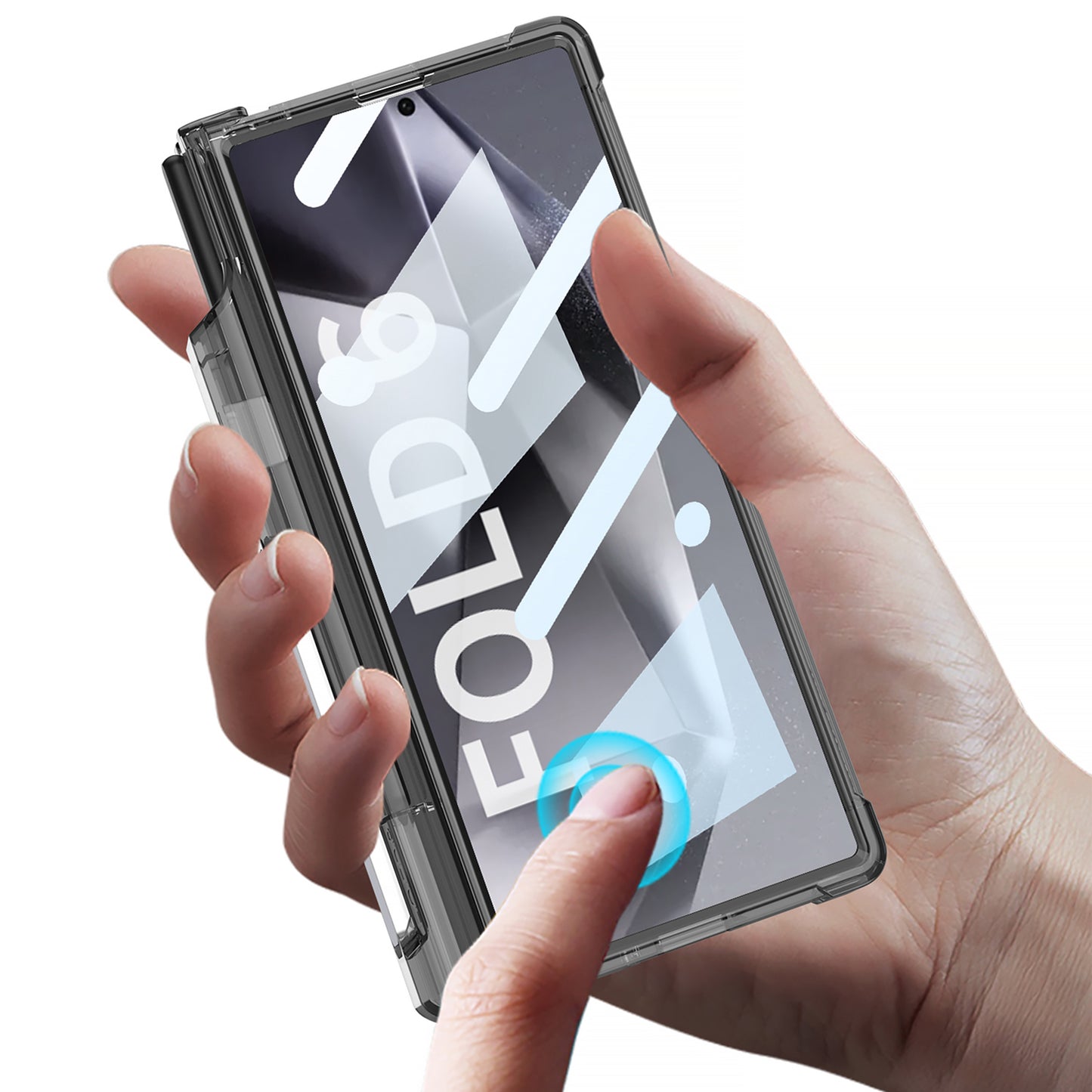 GKK For Samsung Galaxy Z Fold6 5G Case Drop-Proof Airbag Hinge PC Phone Case with Pen Slot - Transparent Black