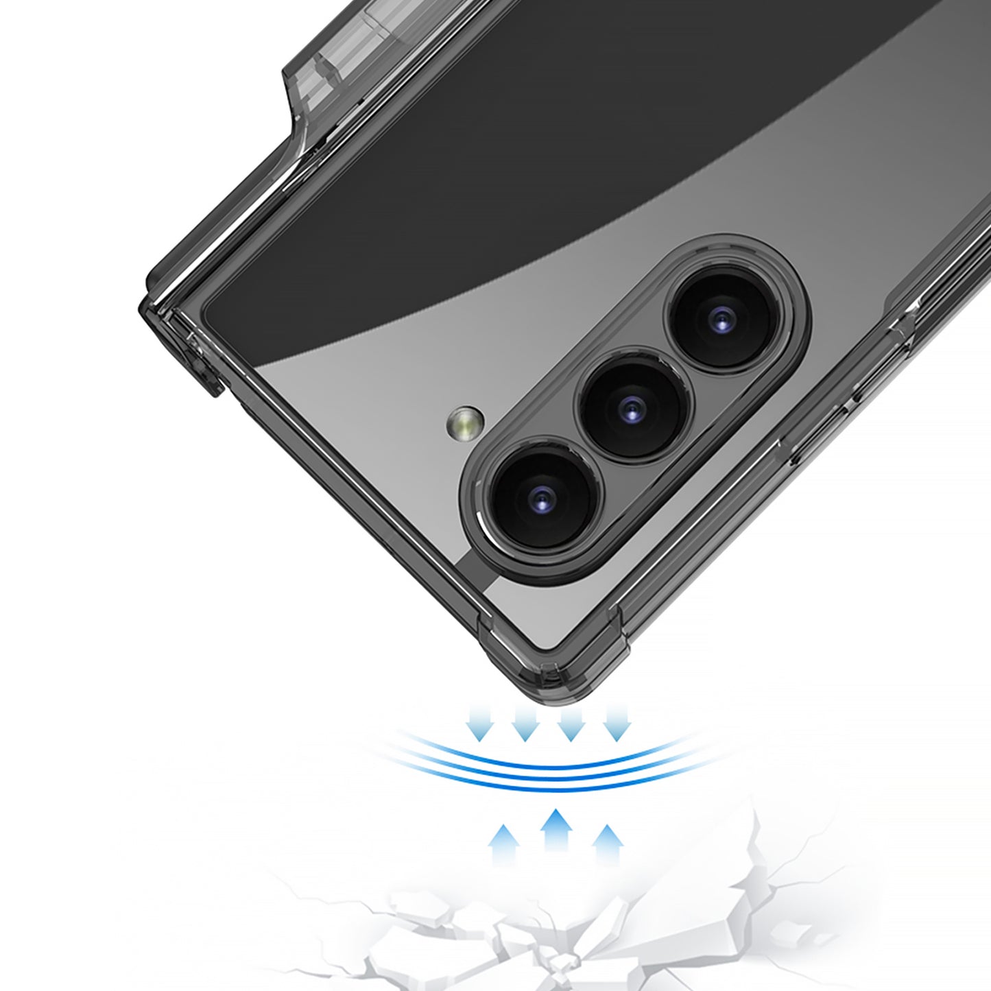 GKK For Samsung Galaxy Z Fold6 5G Case Drop-Proof Airbag Hinge PC Phone Case with Pen Slot - Transparent Black