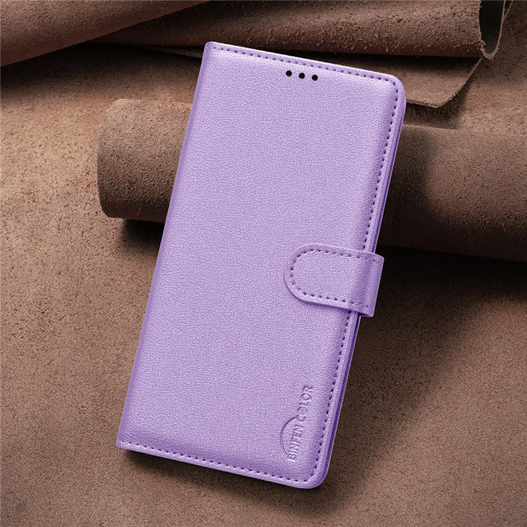 BINFEN COLOR BF32 For Samsung Galaxy M55 5G / C55 5G / F55 5G RFID Blocking PU Leather Phone Case Cover - Purple