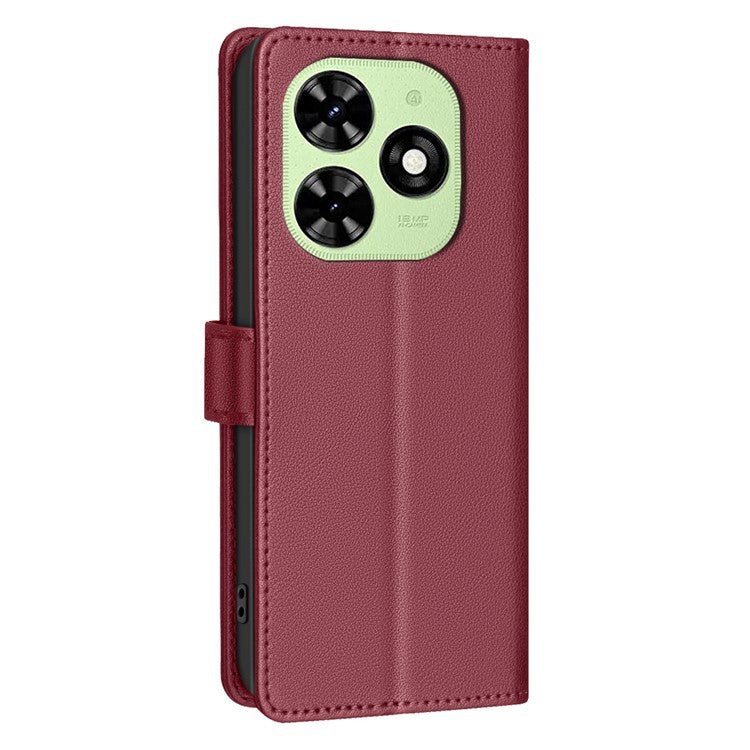 BINFEN COLOR BF32 For TECNO Pop 8 / Spark 20C / Spark Go 2024 4G Case Litchi Texture Leather Phone Cover - Red