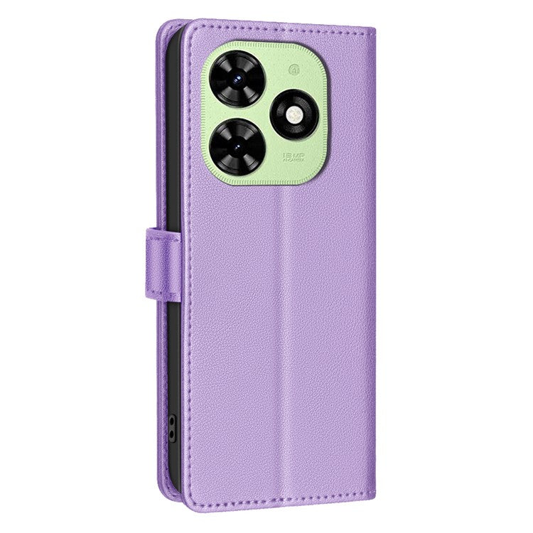 BINFEN COLOR BF32 For TECNO Pop 8 / Spark 20C / Spark Go 2024 4G Case Litchi Texture Leather Phone Cover - Purple