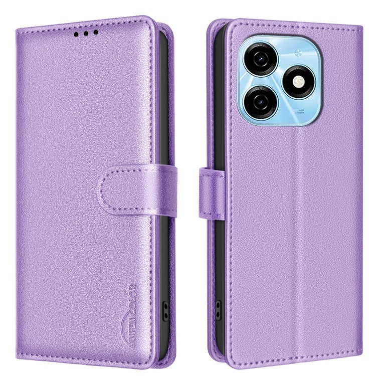BINFEN COLOR BF32 For TECNO Spark 20 Case RFID Blocking Shockproof Leather Cover - Purple
