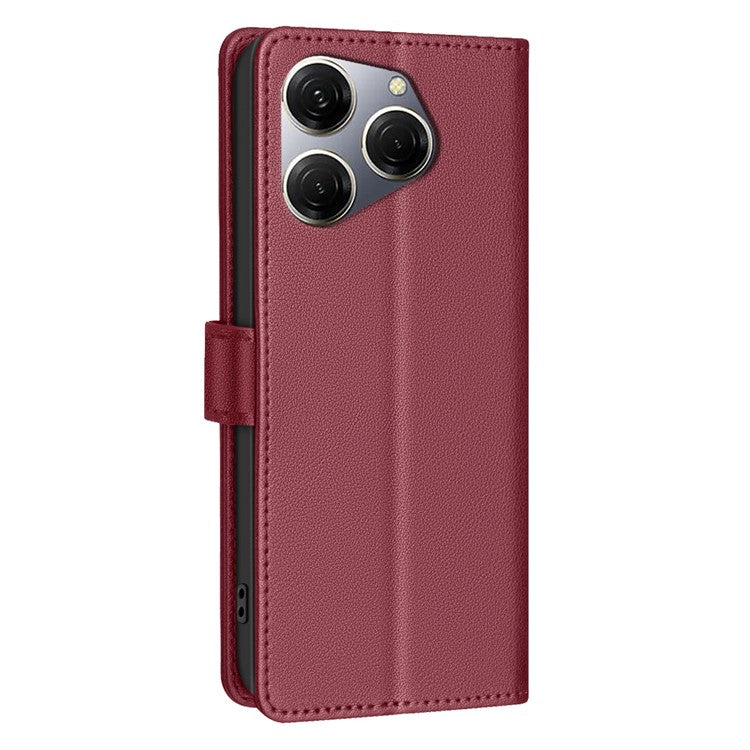 BINFEN COLOR BF32 For TECNO Spark 20 Pro Leather Case RFID Blocking Lychee Texture - Red