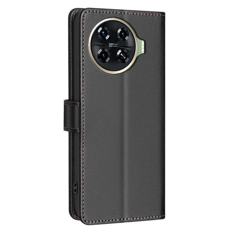 BINFEN COLOR BF32 For TECNO Spark 20 Pro+ Case Leather Flip Cover RFID Blocking - Black