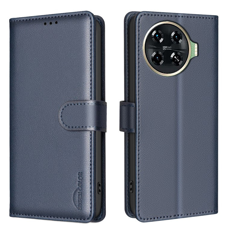 BINFEN COLOR BF32 For TECNO Spark 20 Pro+ Case Leather Flip Cover RFID Blocking - Blue