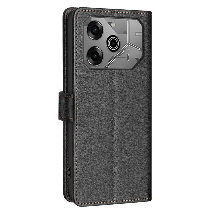 BINFEN COLOR BF32 For TECNO Pova 6 5G / Pova 6 Pro 5G Litchi Texture Flip Case Leather Phone Cover - Black