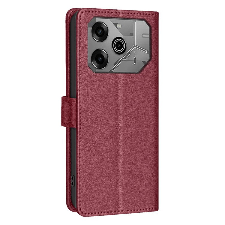 BINFEN COLOR BF32 For TECNO Pova 6 5G / Pova 6 Pro 5G Litchi Texture Flip Case Leather Phone Cover - Red