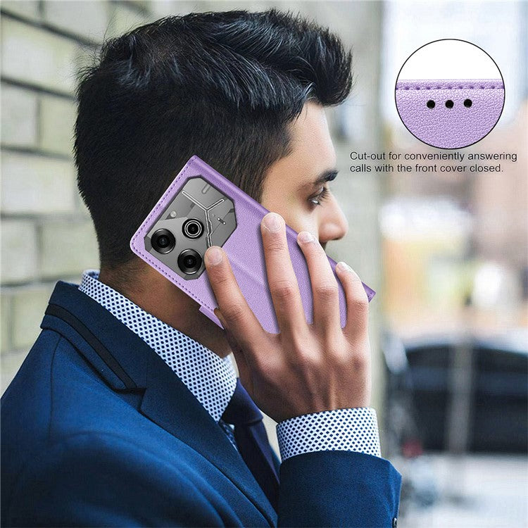 BINFEN COLOR BF32 For TECNO Pova 6 5G / Pova 6 Pro 5G Litchi Texture Flip Case Leather Phone Cover - Purple
