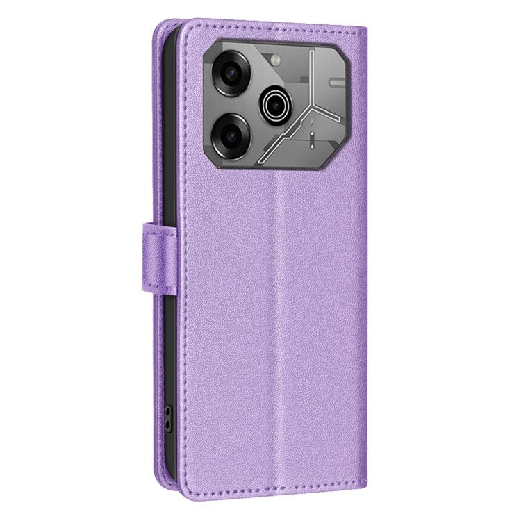 BINFEN COLOR BF32 For TECNO Pova 6 5G / Pova 6 Pro 5G Litchi Texture Flip Case Leather Phone Cover - Purple