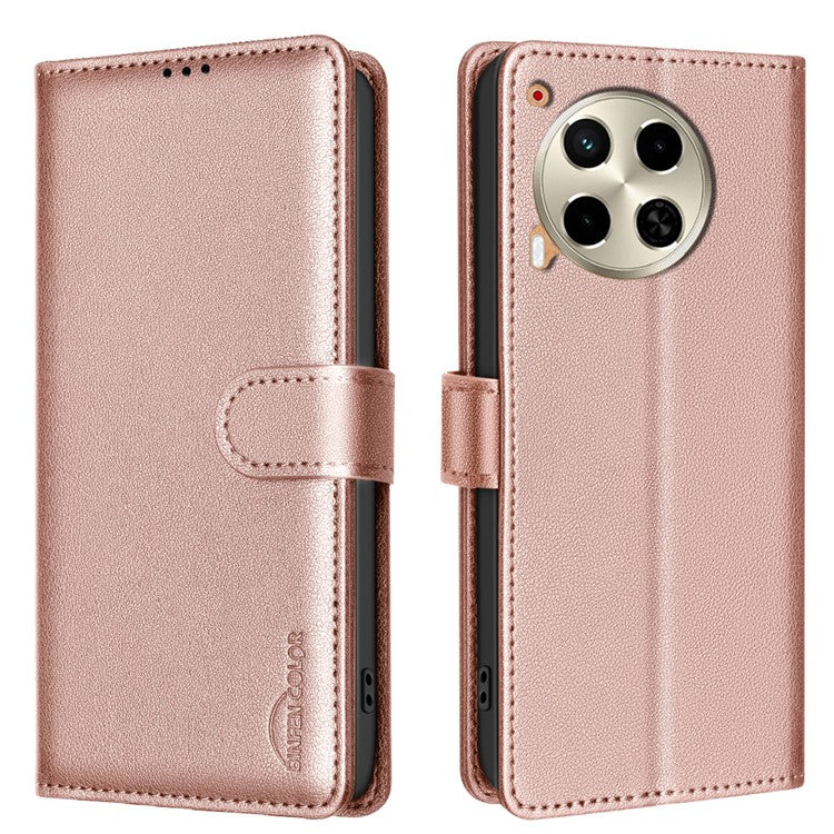 BINFEN COLOR BF32 For TECNO Camon 30 4G / 5G Phone Case RFID Blocking Magnetic Clasp Leather Cover - Rose Gold