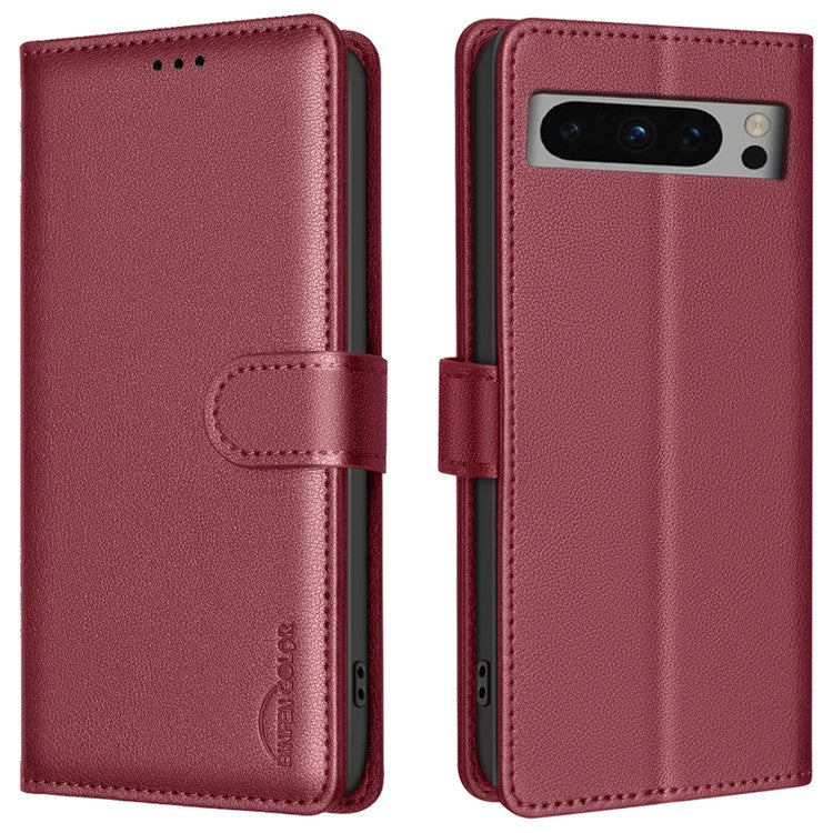 BINFEN COLOR BF32 For Google Pixel 8 Pro RFID Blocking Phone Case Litchi Texture Leather Phone Cover - Red