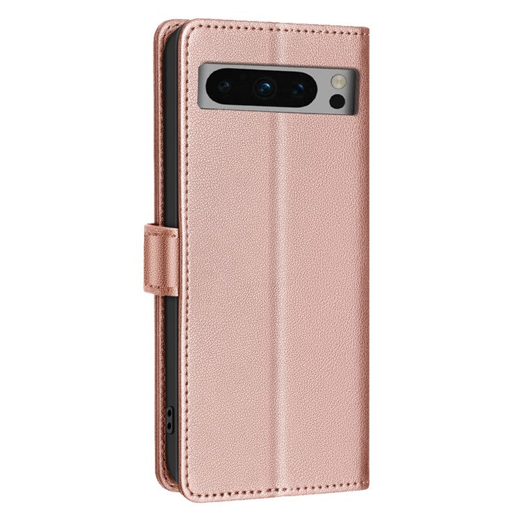 BINFEN COLOR BF32 For Google Pixel 8 Pro RFID Blocking Phone Case Litchi Texture Leather Phone Cover - Rose Gold