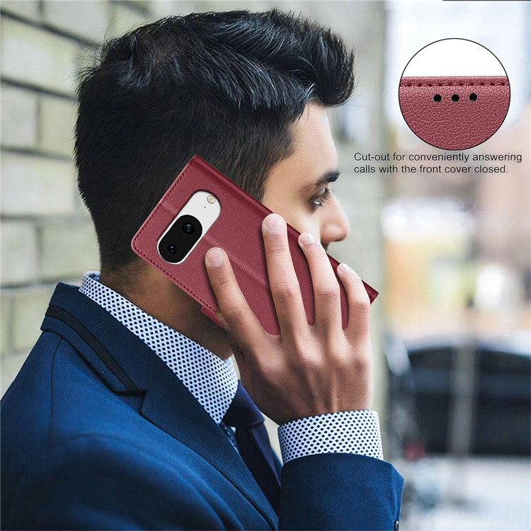 BINFEN COLOR BF32 For Google Pixel 8 Wallet Stand Phone Case Litchi Texture RFID Blocking Leather Phone Cover - Red
