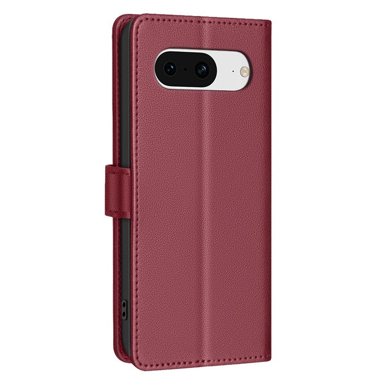 BINFEN COLOR BF32 For Google Pixel 8 Wallet Stand Phone Case Litchi Texture RFID Blocking Leather Phone Cover - Red