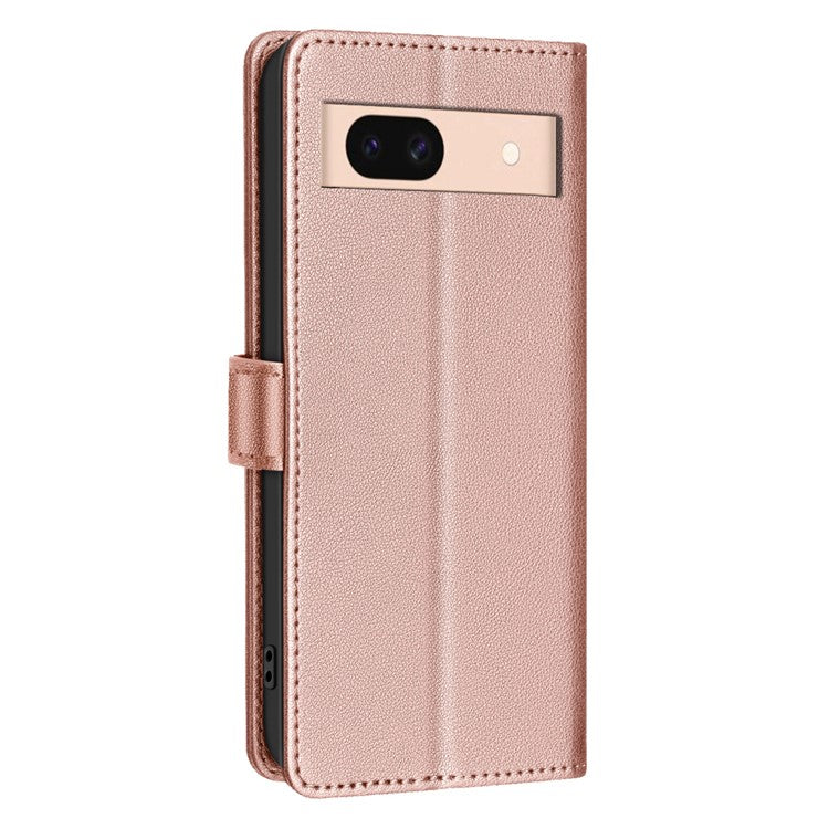 BINFEN COLOR BF32 For Google Pixel 8a Mobile Phone Case Litchi Texture RFID Blocking Leather Stand Cover - Rose Gold