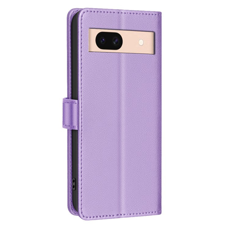 BINFEN COLOR BF32 For Google Pixel 8a Mobile Phone Case Litchi Texture RFID Blocking Leather Stand Cover - Purple