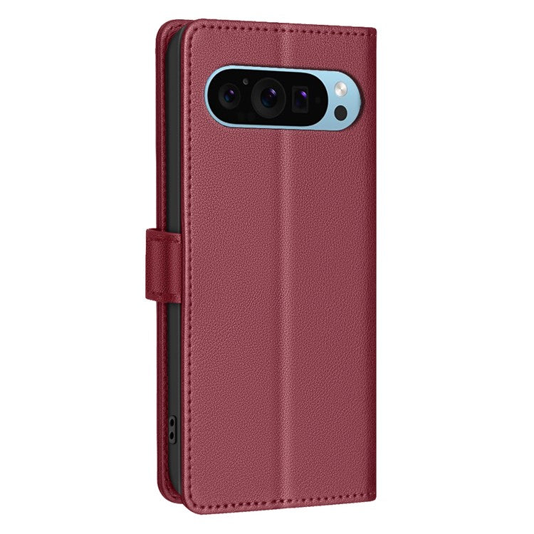 BINFEN COLOR BF32 Wholesale Phone Case for Google Pixel 9 Pro / Pixel 9 RFID Blocking Leather Phone Stand Cover - Red