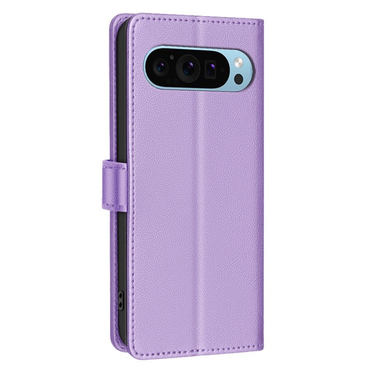 BINFEN COLOR BF32 For Google Pixel 9 / 9 Pro Wallet Phone Stand Case Litchi Texture RFID Blocking Leather Phone Cover - Purple