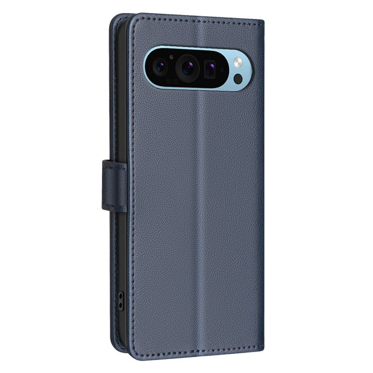 BINFEN COLOR BF32 For Google Pixel 9 / 9 Pro Wallet Phone Stand Case Litchi Texture RFID Blocking Leather Phone Cover - Blue