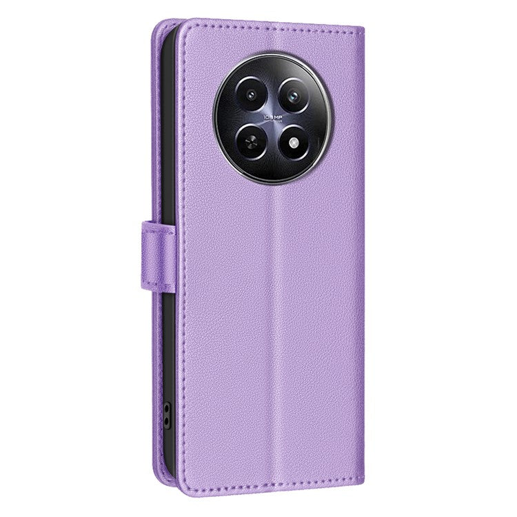 BINFEN COLOR BF32 For Realme 12 5G Anti-Scratch Phone Case RFID Blocking Litchi Texture Leather Cover - Purple