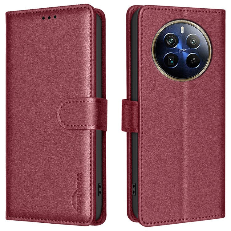 BINFEN COLOR BF32 For Realme 12 Pro+ 5G / 12 Pro 5G Phone Case Litchi Texture RFID Blocking Leather Phone Cover - Red