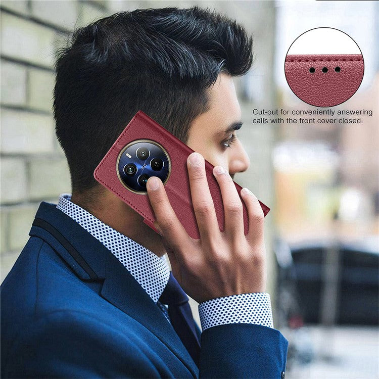 BINFEN COLOR BF32 For Realme 12 Pro+ 5G / 12 Pro 5G Phone Case Litchi Texture RFID Blocking Leather Phone Cover - Red